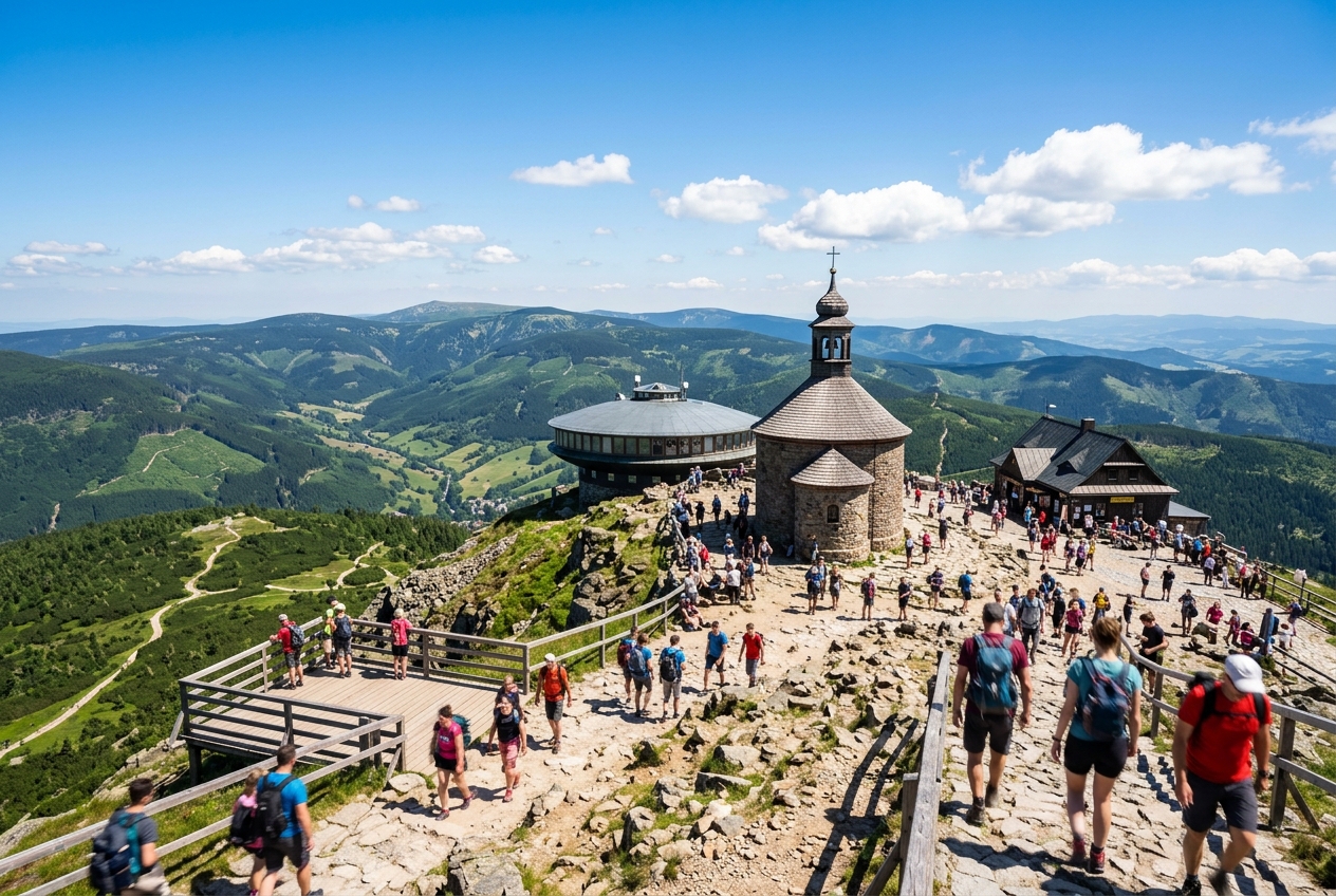 Sněžka – nejvyšší vrchol ČR dostupný kabinkovou lanovkou